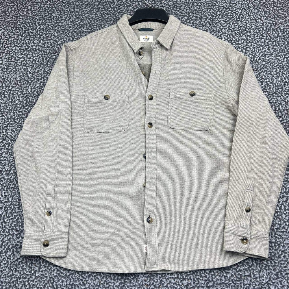 Marine Layer Button Up Shirt Men Large Gray Long Sleeve Collared Pocket L